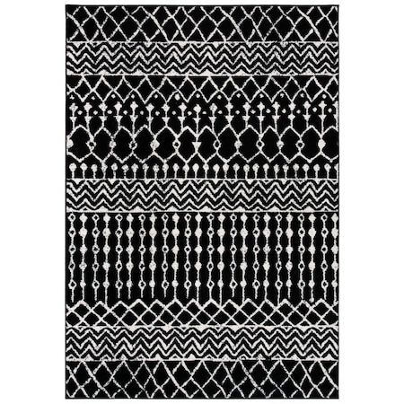 Flowers First 2 x 3 ft. Tulum Global Rectangle Power Loomed Rug Black & Ivory FL1868107